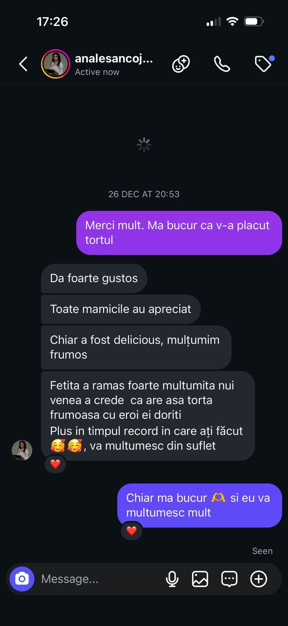Recenzie reală de la client CaroCakes